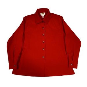 Talbots Petite Stretch Long Sleeve Button Down Red Shirt Size S.